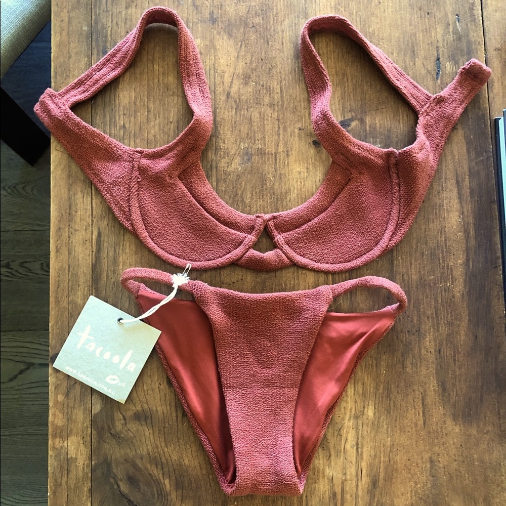Rust Textured Underwire Bikini Set - Women Swim Bikini